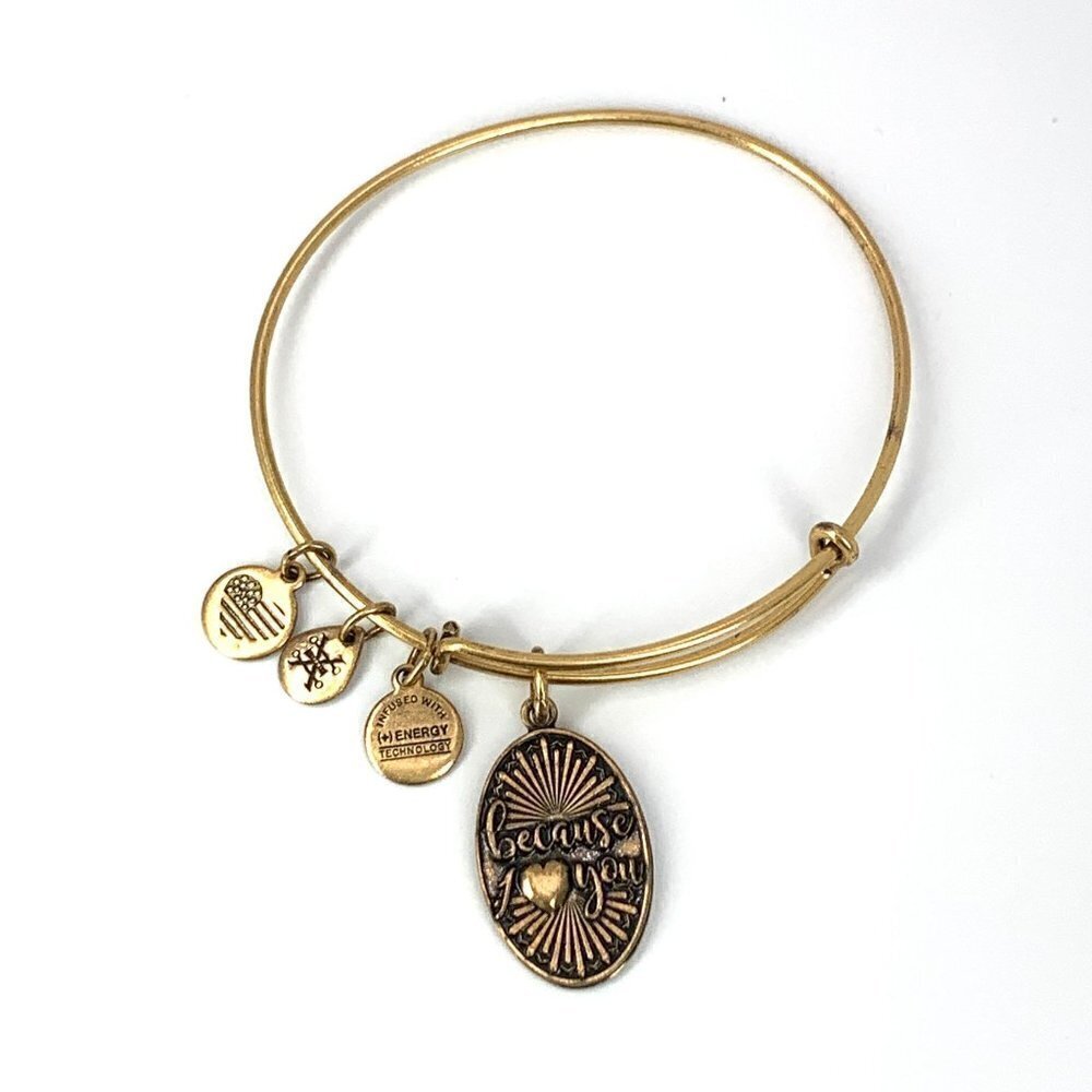 Alex and Ani Because I Love You Charm Bracelet Gold - Expands 2"- 3.5"